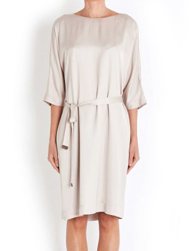 Peserico Tie Dress in Taupe