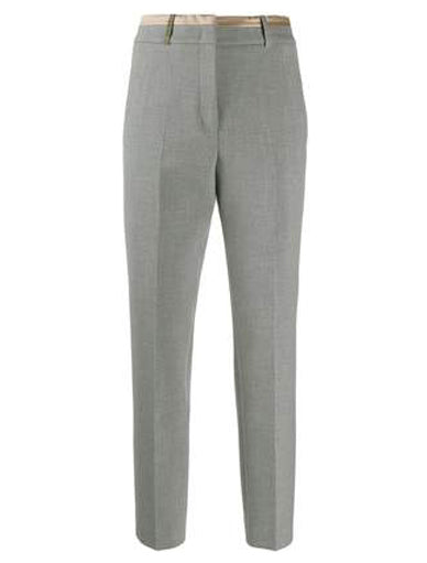 Peserico Grey Cropped Slim Fit Trousers